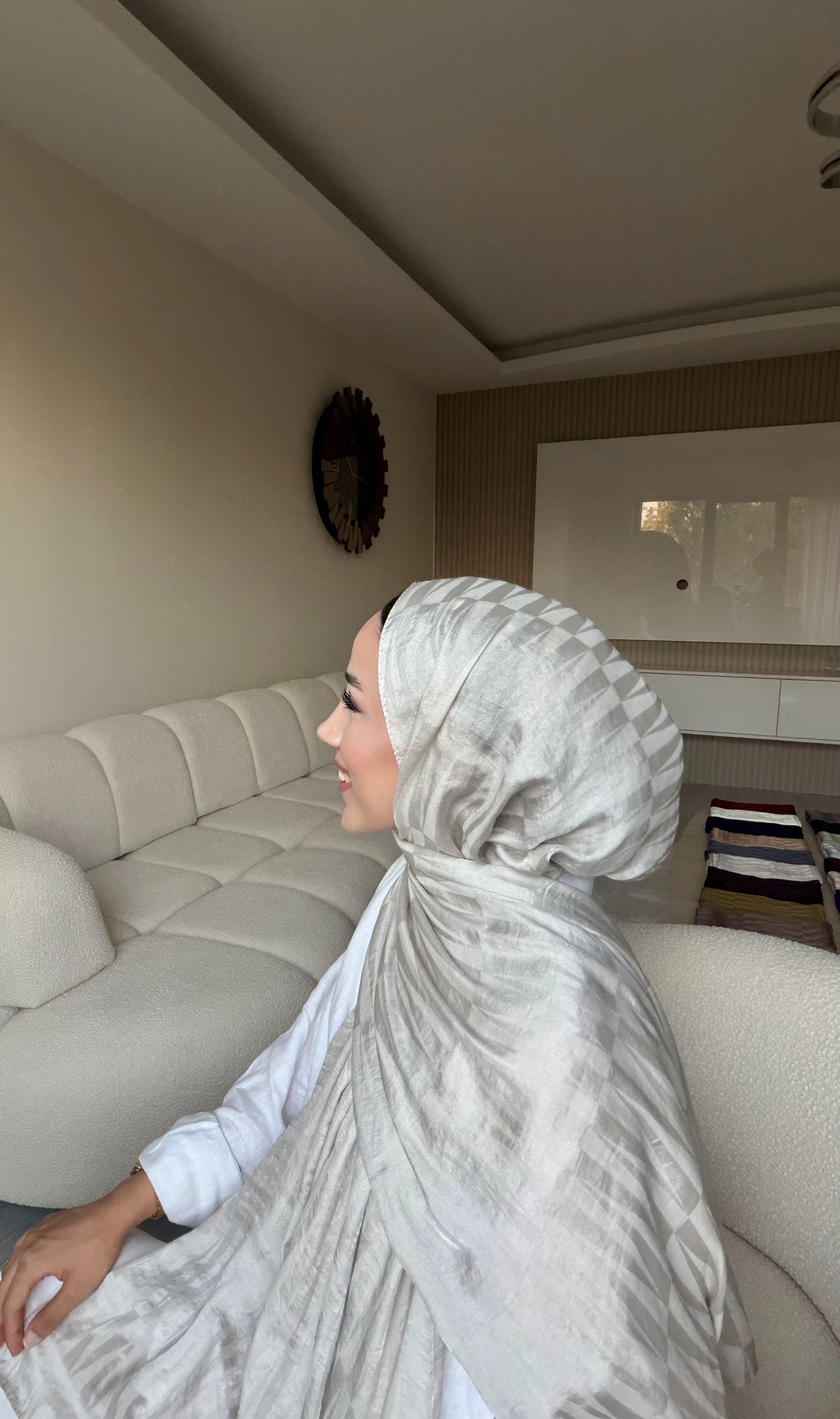 Armine  çubuk desen hint ipeği şal
